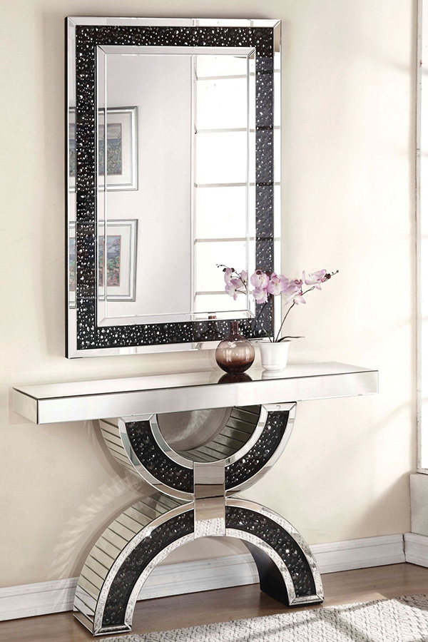 ACME - Nysa Console Table in Mirrored/Faux Crystals (90248)
