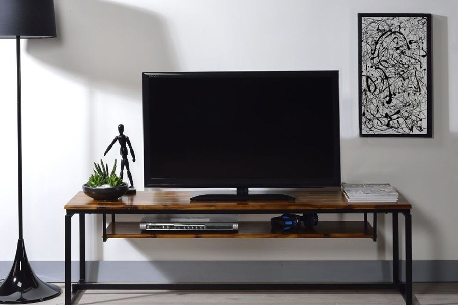 ACME - Jurgen TV Stand in Oak/Black Metal