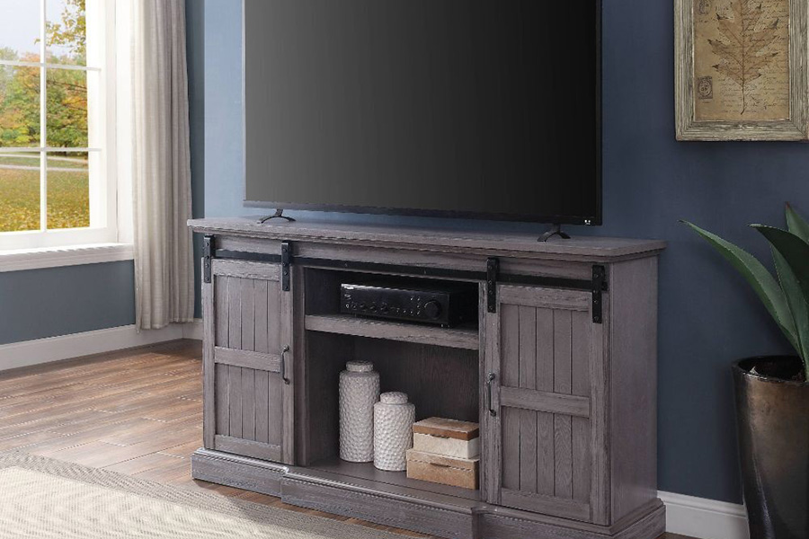 ACME - Admon TV Stand with Fireplace in Gray Oak
