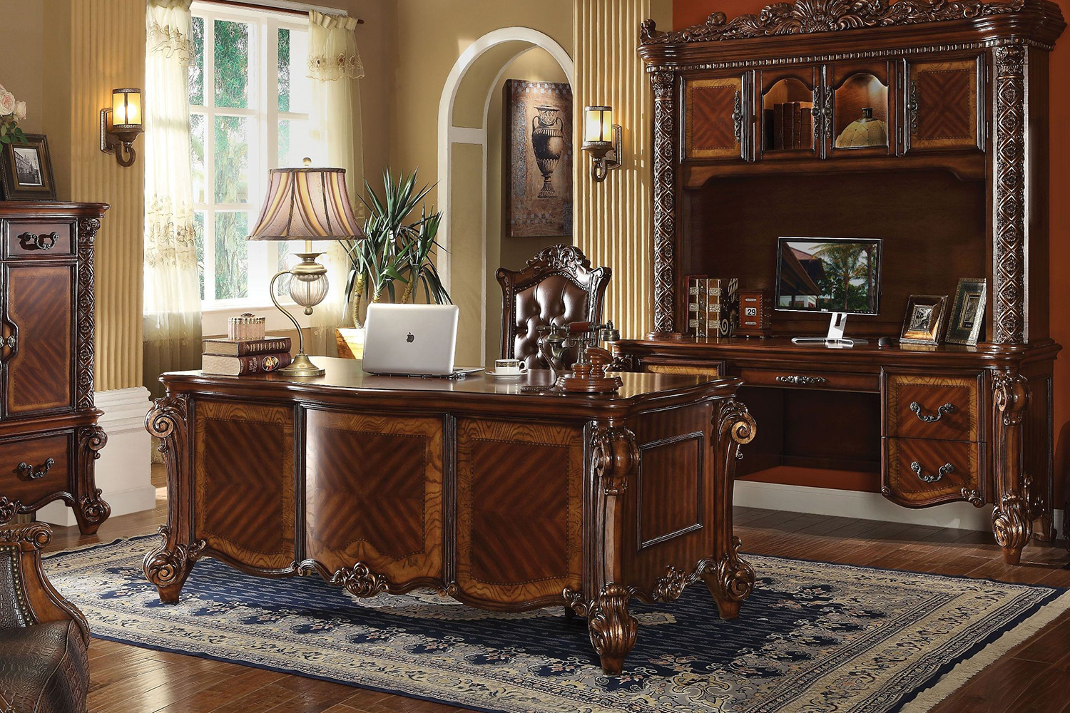 ACME Vendome Computer Desk with Hutch - Cherry