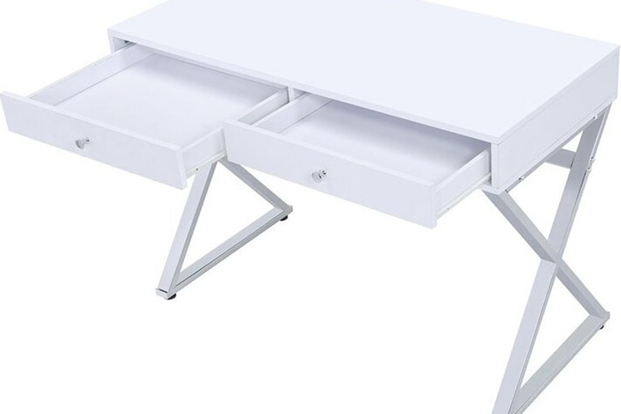 ACME Coleen Writing Desk (Same Ac00895) - White/Chrome