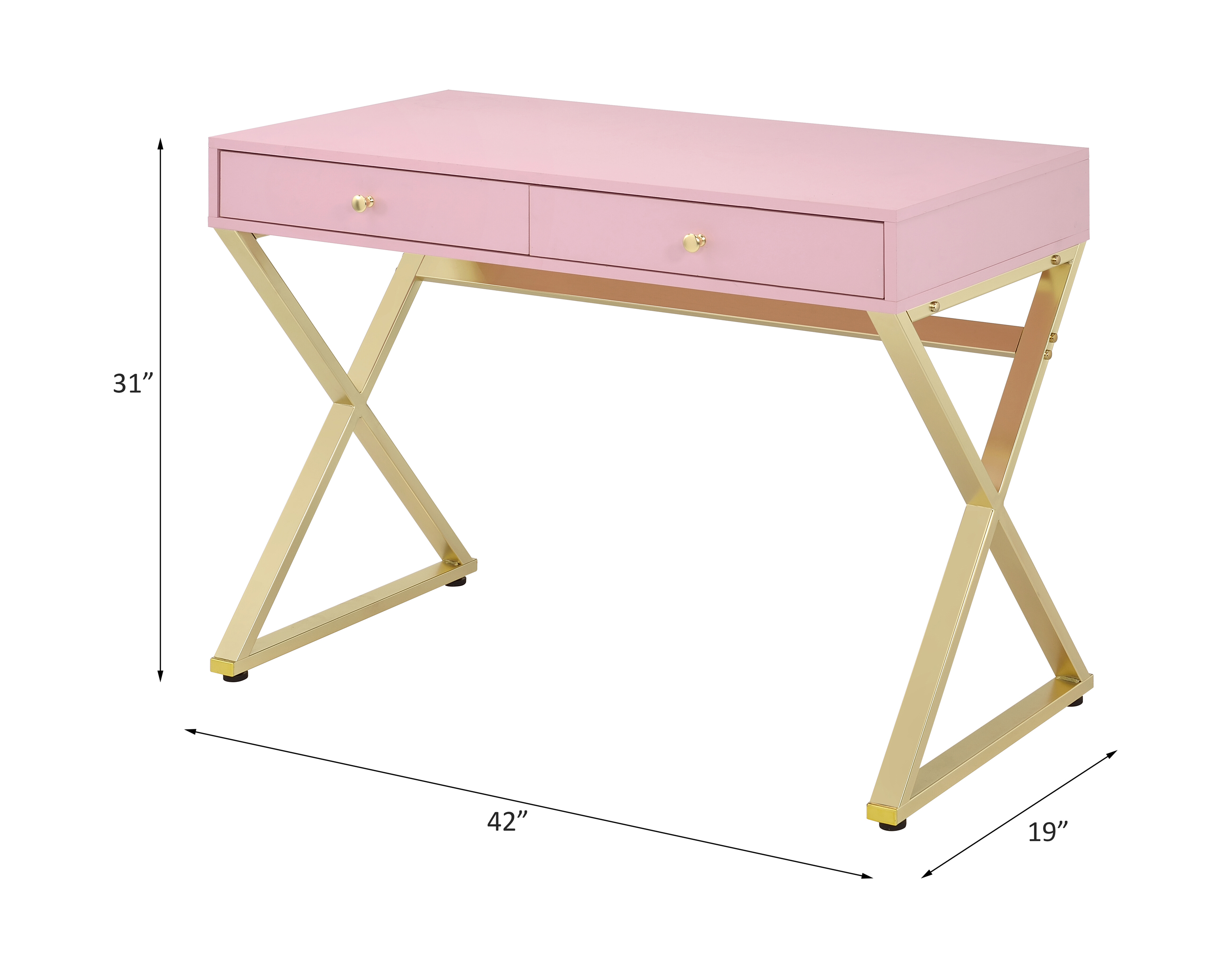 ACME Coleen Writing Desk (Same Ac00896) - Pink/Gold