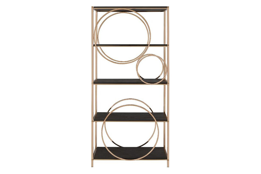 ACME - Hudice Bookshelf in Black Oak/Champagne