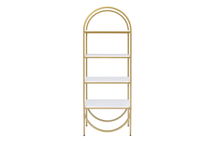 ACME - Lightmane Bookshelf in White High Gloss/Gold