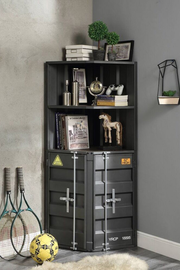 ACME - Cargo Corner Bookcase in Gunmetal