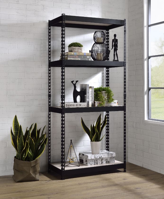 ACME Decmus Bookshelf - Natural/Black, 71"H (92780)