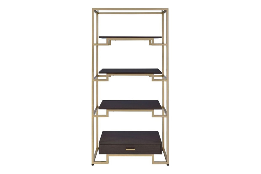 ACME - Yumia Bookshelf in Clear Glass/Gold