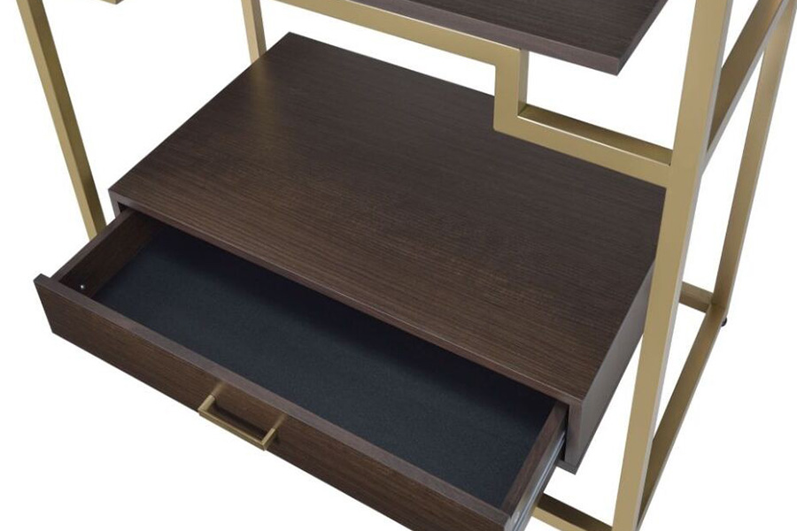 ACME - Yumia Bookshelf in Clear Glass/Gold