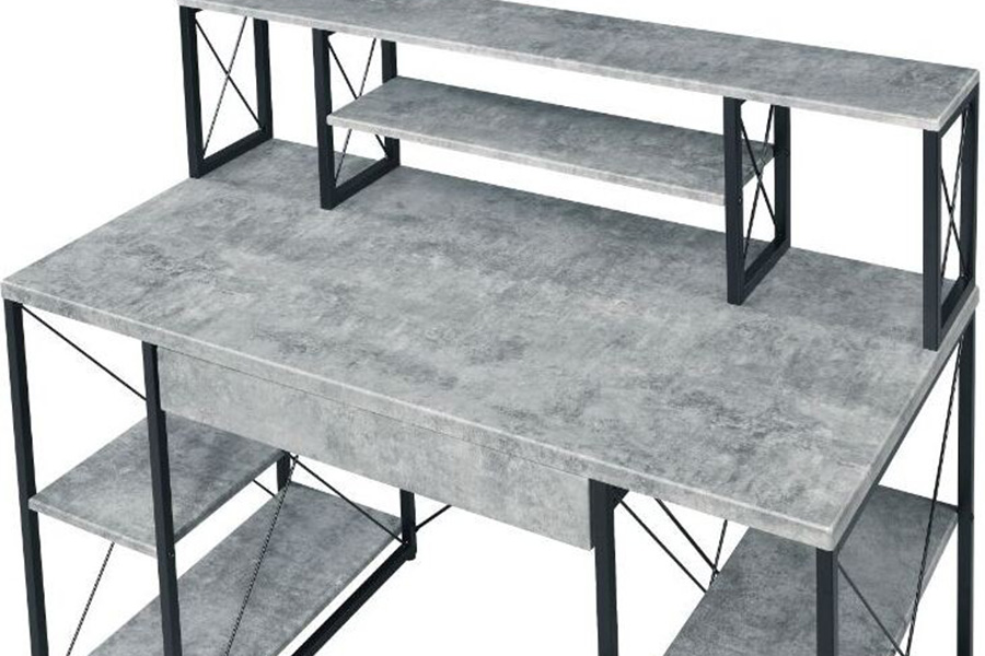 ACME Amiel Music Recording Studio Desk - Faux Concrete and Black
