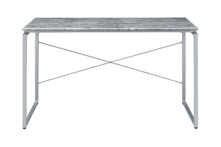 ACME Jurgen Desk - Faux Concrete and Silver