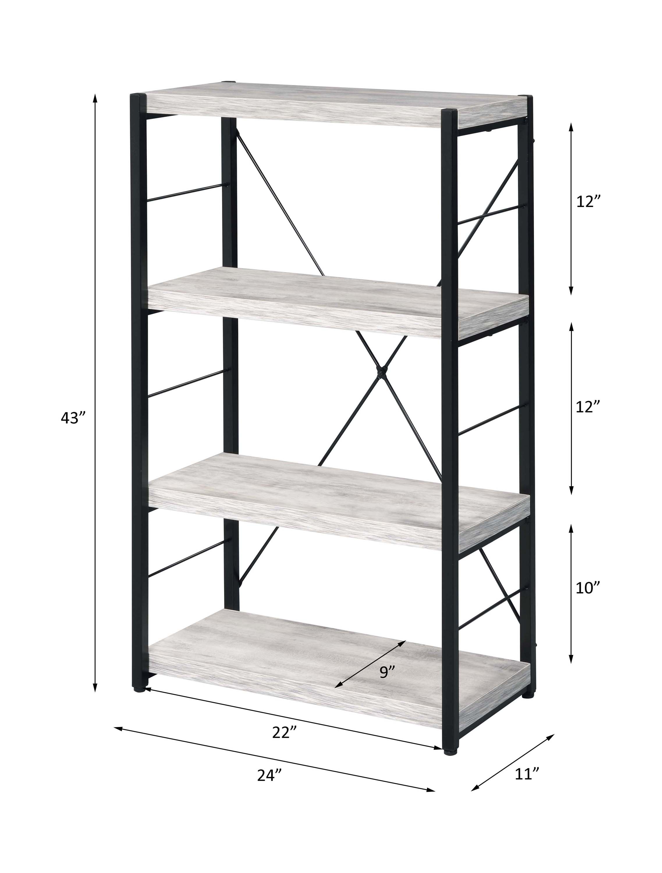 ACME Jurgen Bookshelf - Antique White and Black