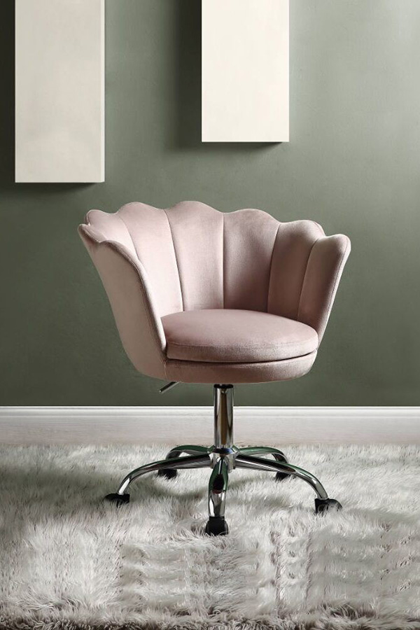 ACME - Micco Office Chair in Rose Quartz/Chrome