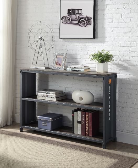 ACME - Cargo Bookshelf in Weathered Oak/Gunmetal