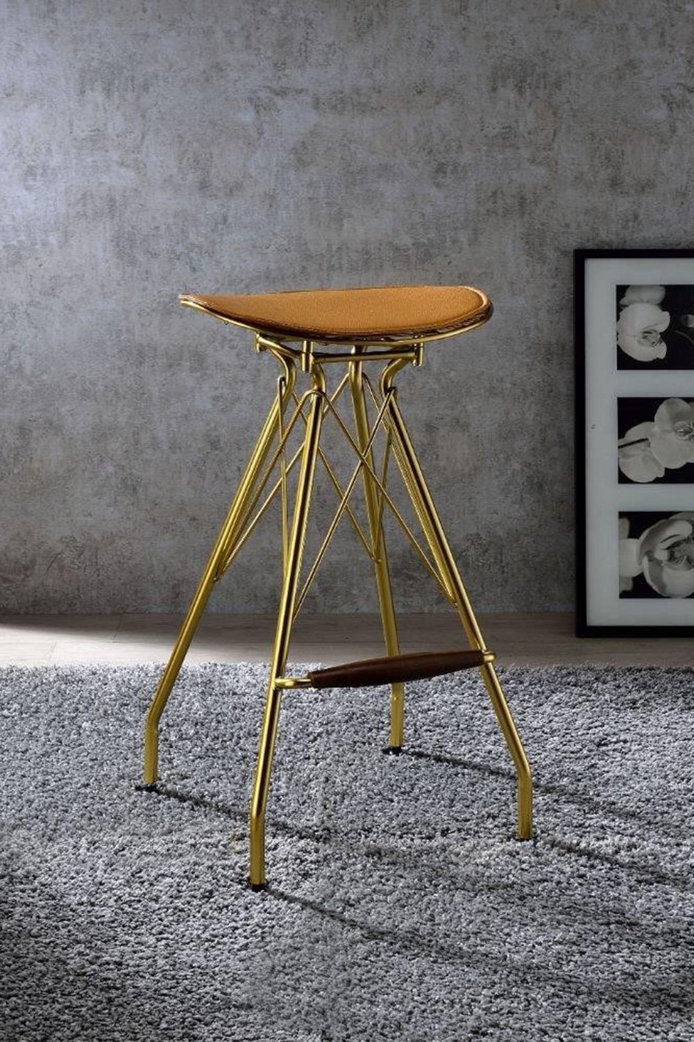 ACME - Dragea Bar Stool (Set-2) in Whiskey/Gold