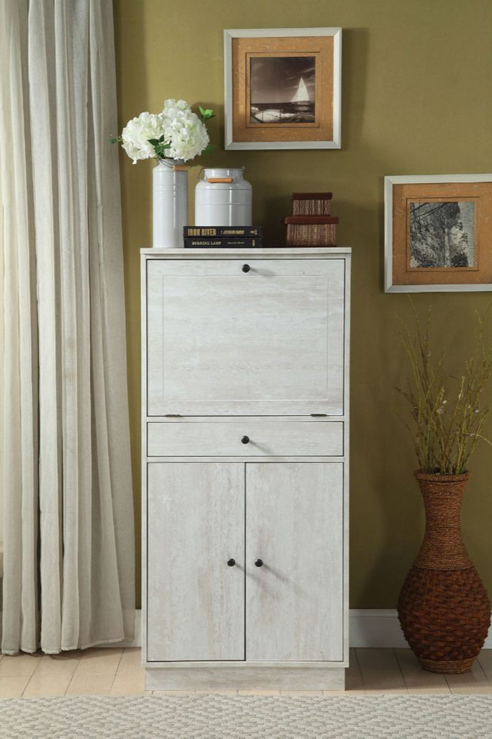 ACME - Wiesta Wine Cabinet in Antique White