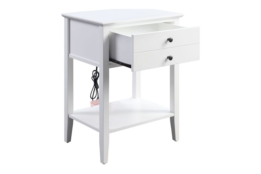 ACME Grardor Side Table with USB Charging Dock - White