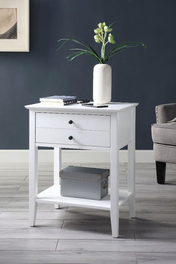 ACME Grardor Side Table with USB Charging Dock - White
