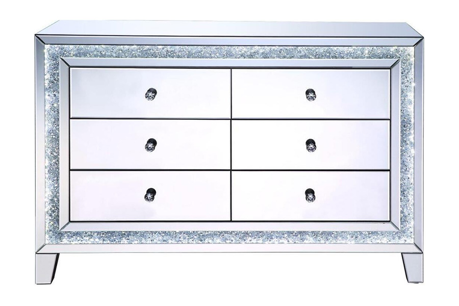 ACME - Noralie Console Cabinet in Mirrored/Faux Diamonds (97815)