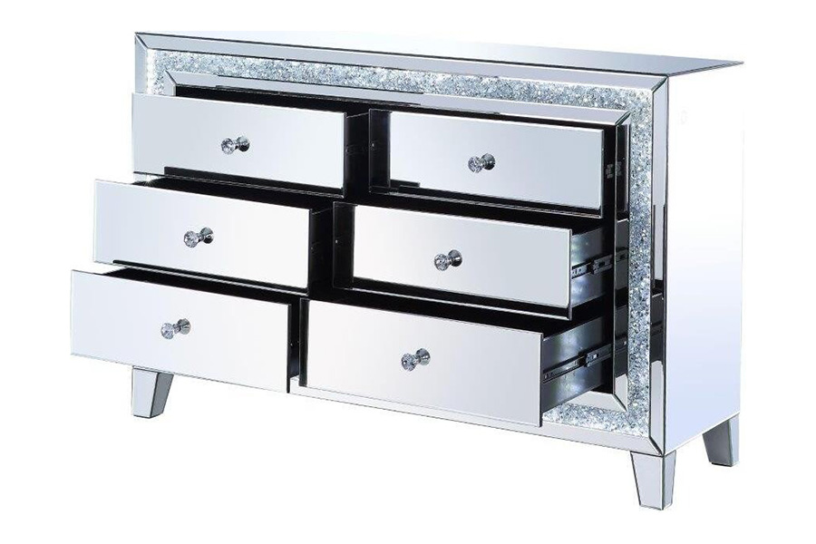 ACME - Noralie Console Cabinet in Mirrored/Faux Diamonds (97815)