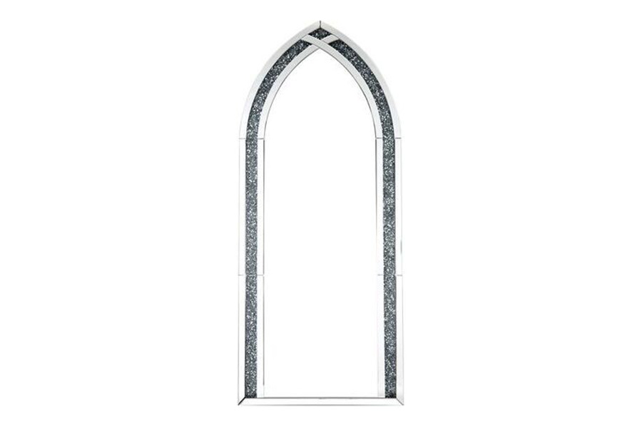 ACME - Noralie Floor Mirror with Led in Mirrored/Faux Diamonds (97981)