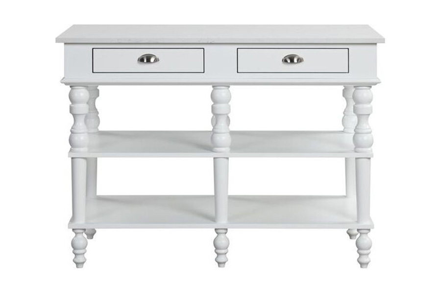 ACME - Rorratt Kitchen Island in Marble Top/White