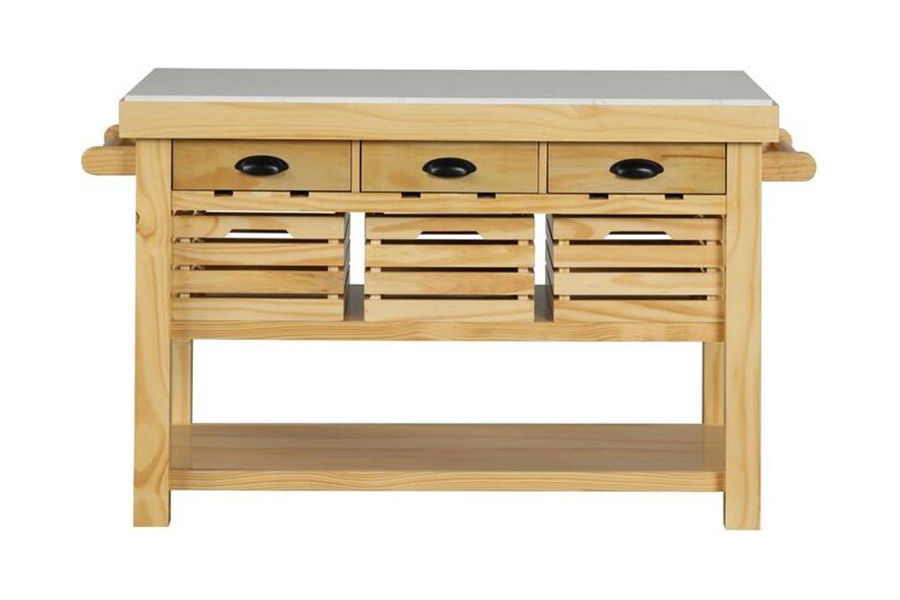 ACME - Grovaam Kitchen Island in Marble Top/Natural