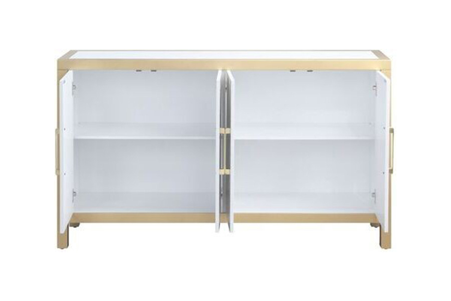 ACME - Olisa Console Cabinet in Stone Grain/White/Gold