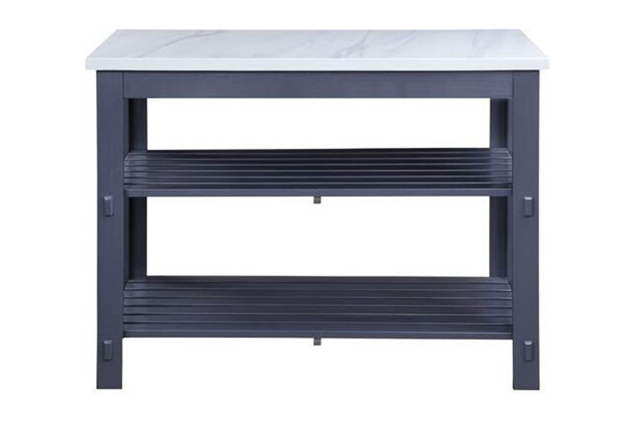 ACME - Enapay Kitchen Island in Marble Top Top/Gray