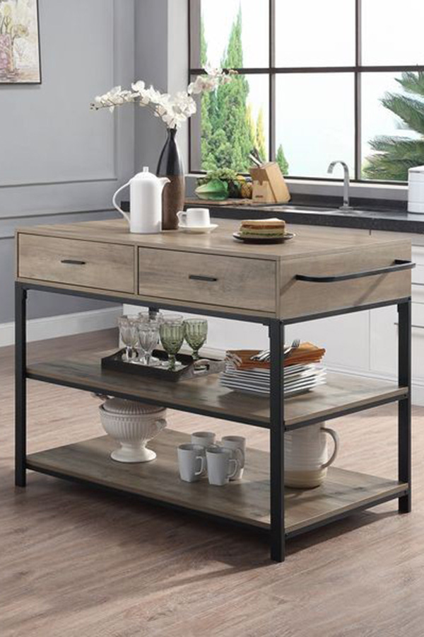 ACME - Macaria Kitchen Island in Rustic Oak/Black (AC00403)