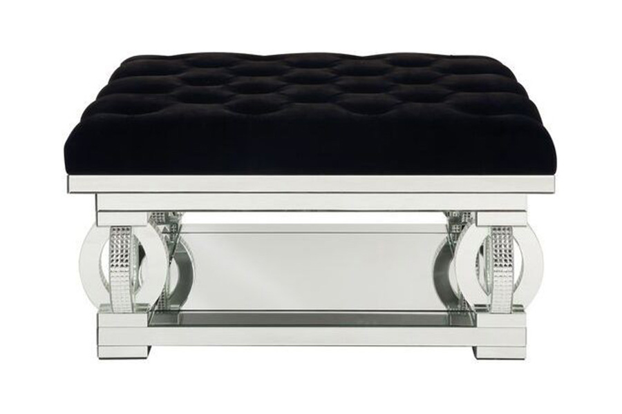 ACME - Ornat Ottoman in Faux Square Diamonds