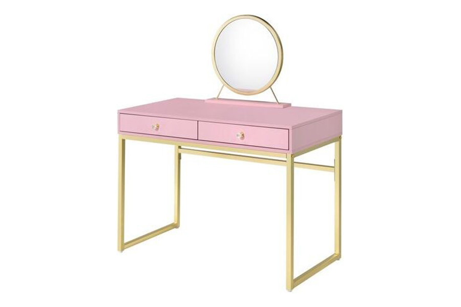ACME - Coleen Vanity Desk with Mirror & Jewelry Tray (coleenvanitydesktray1234)