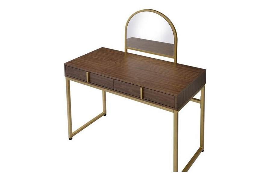 ACME Coleen Vanity Desk with Mirror & Jewelry Tray - Walnut
