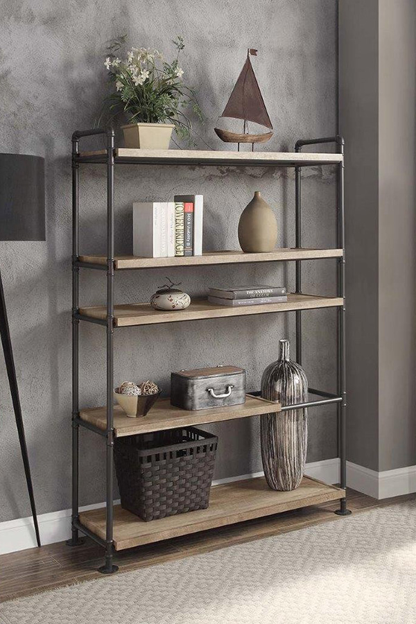 ACME - Brantley Bookshelf in Oak/Sandy Black (AC00758)