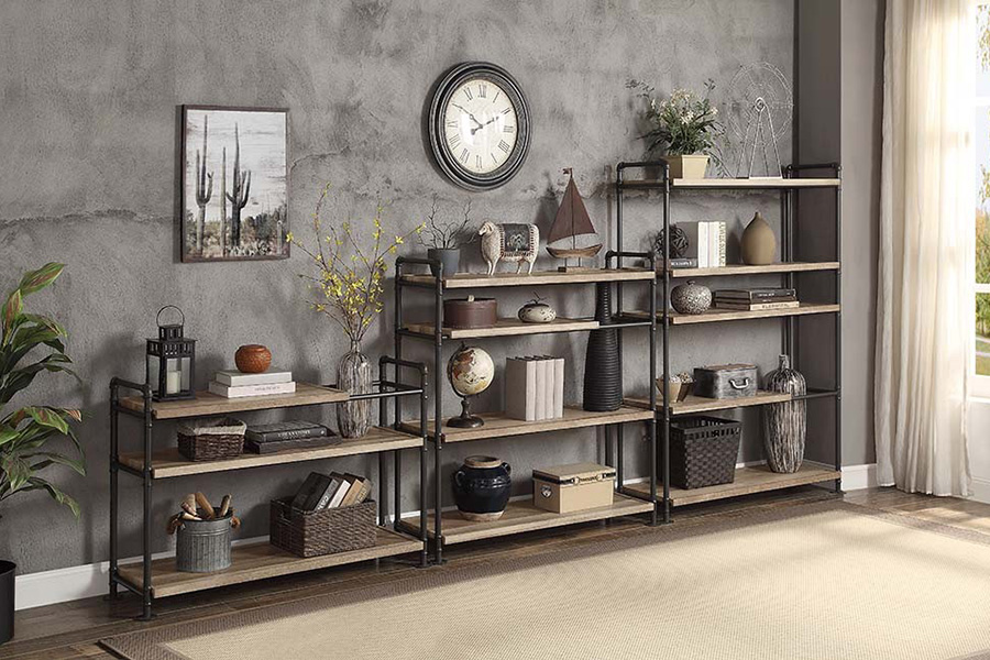 ACME - Brantley Bookshelf in Oak/Sandy Black (AC00758)
