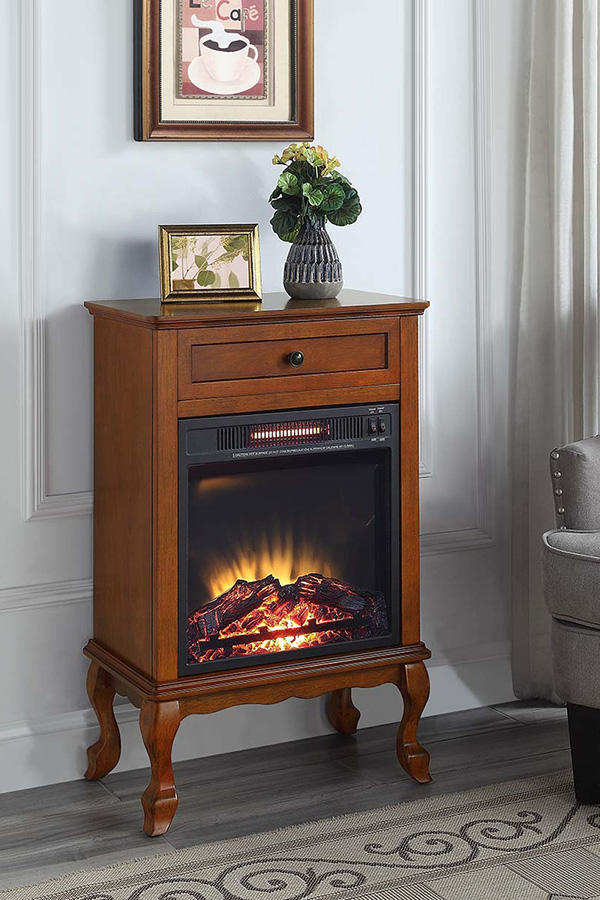 ACME Eirene Fireplace - Walnut Finish