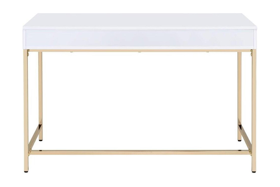 ACME - Ottey Vanity Desk (Same 92540) in White High Gloss/Gold