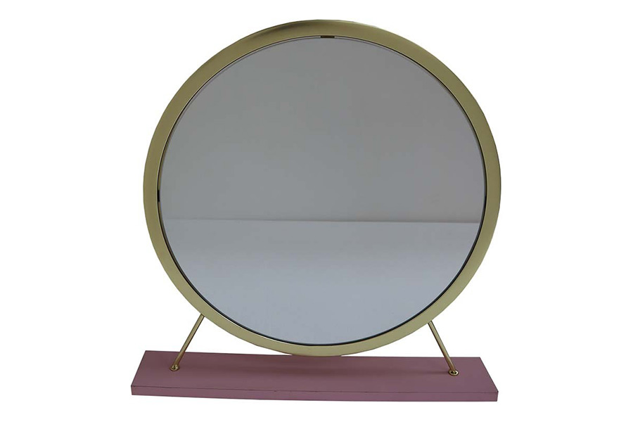 ACME Adao Vanity Mirror and Stool - Pink and Gold Finish