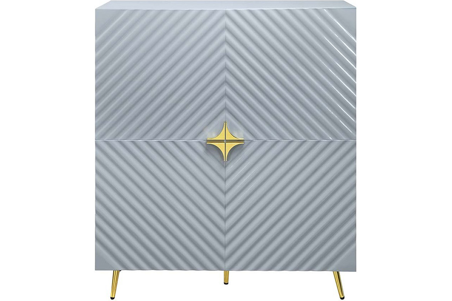 ACME Gaines Accent Cabinet - Gray High Gloss Finish