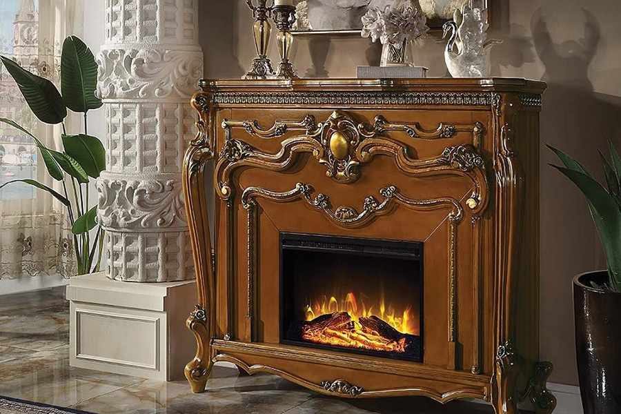 ACME Picardy Fireplace - Honey Oak Finish