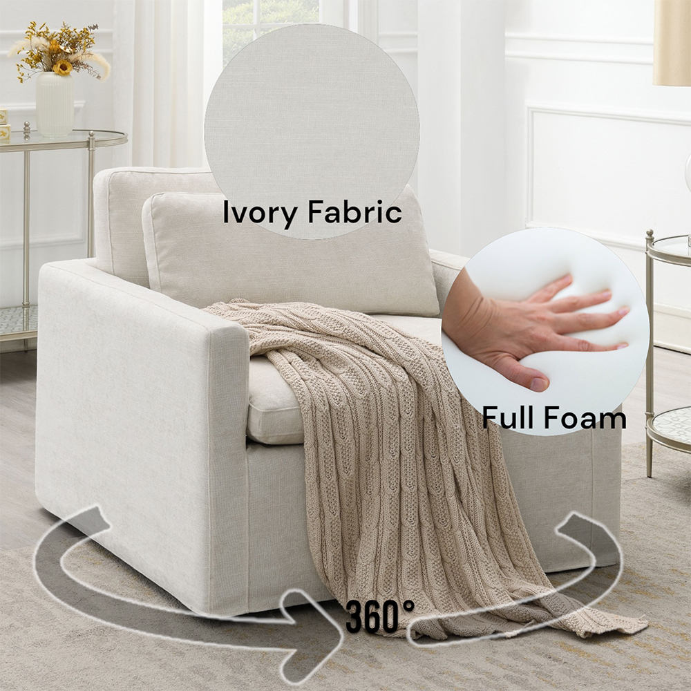 ACME Frederick Swivel Chair with Pillow - Ivory
