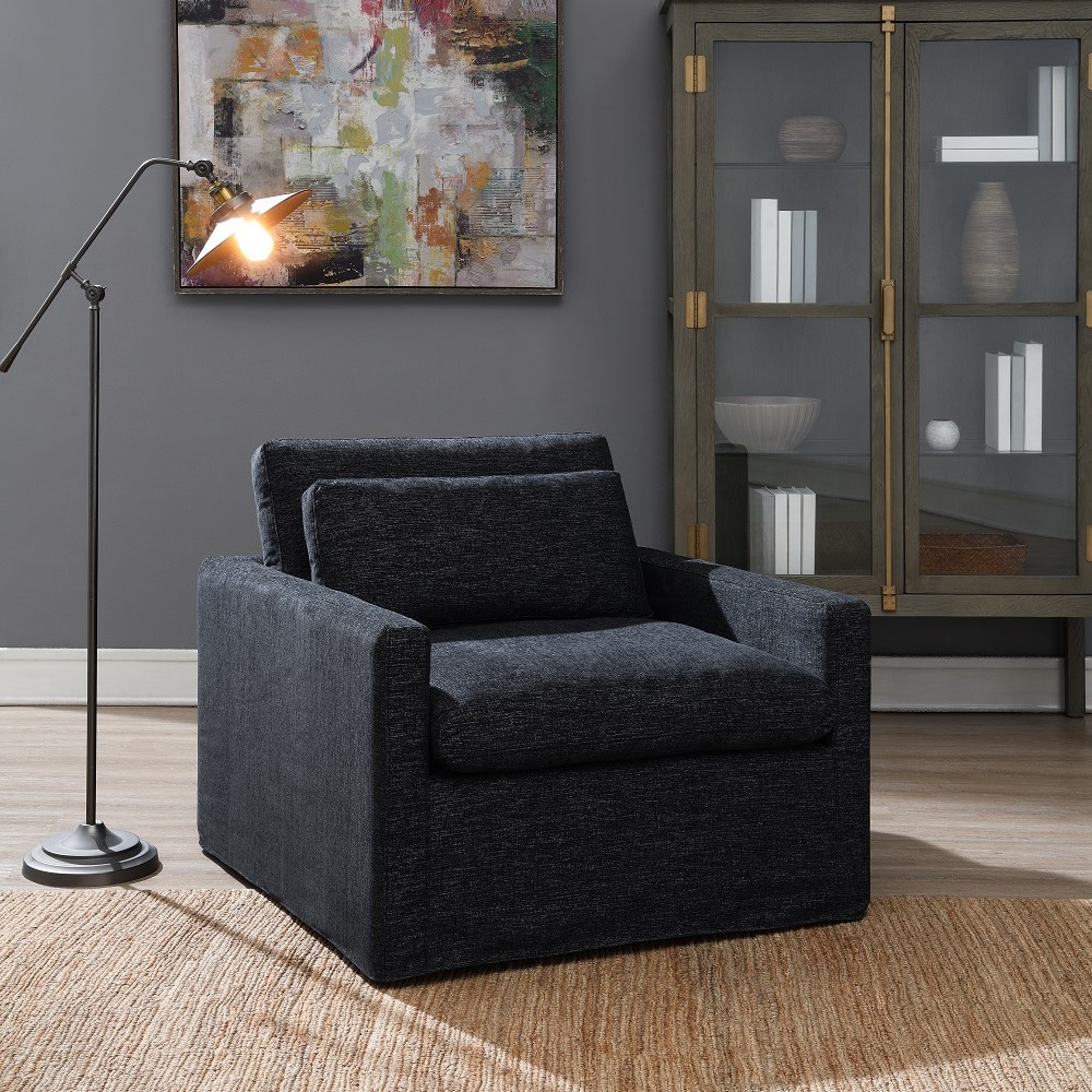 ACME Frederick Swivel Chair with Pillow - Dark Gray