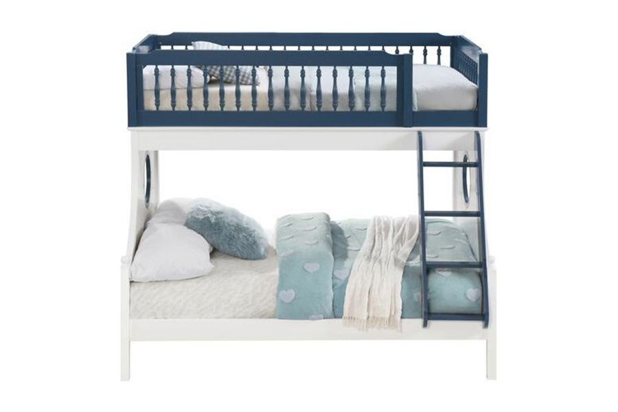 ACME Farah Twin Over Full Bunk Bed - Navy Blue and White Finish