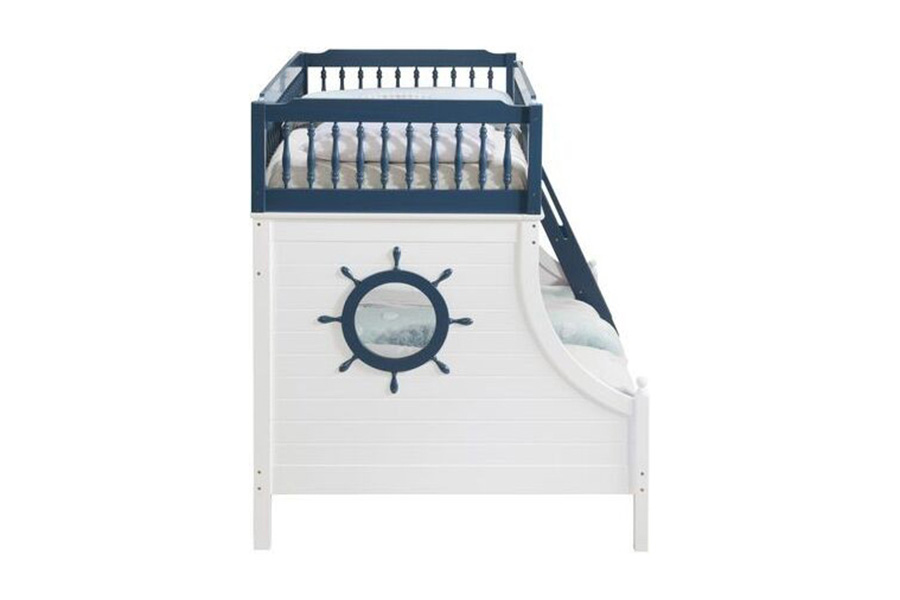 ACME Farah Twin Over Full Bunk Bed - Navy Blue and White Finish