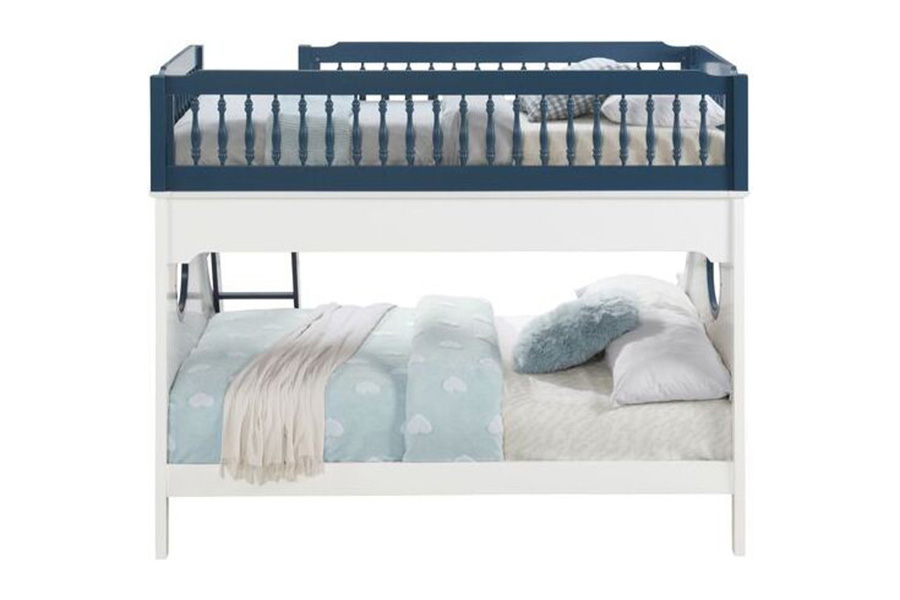 ACME Farah Twin Over Full Bunk Bed - Navy Blue and White Finish
