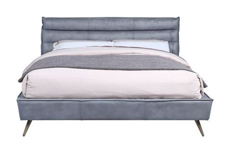 ACME Doris Bed - Gray Top Grain Leather, Queen Size