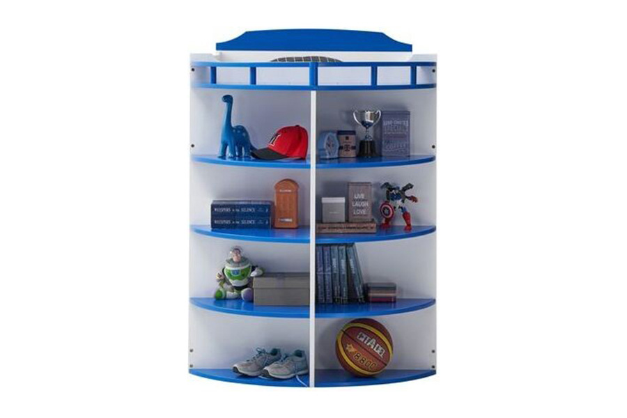 ACME Neptune Twin Over Twin Bunk Bed with Storage Shelves - Sky Blue Finish