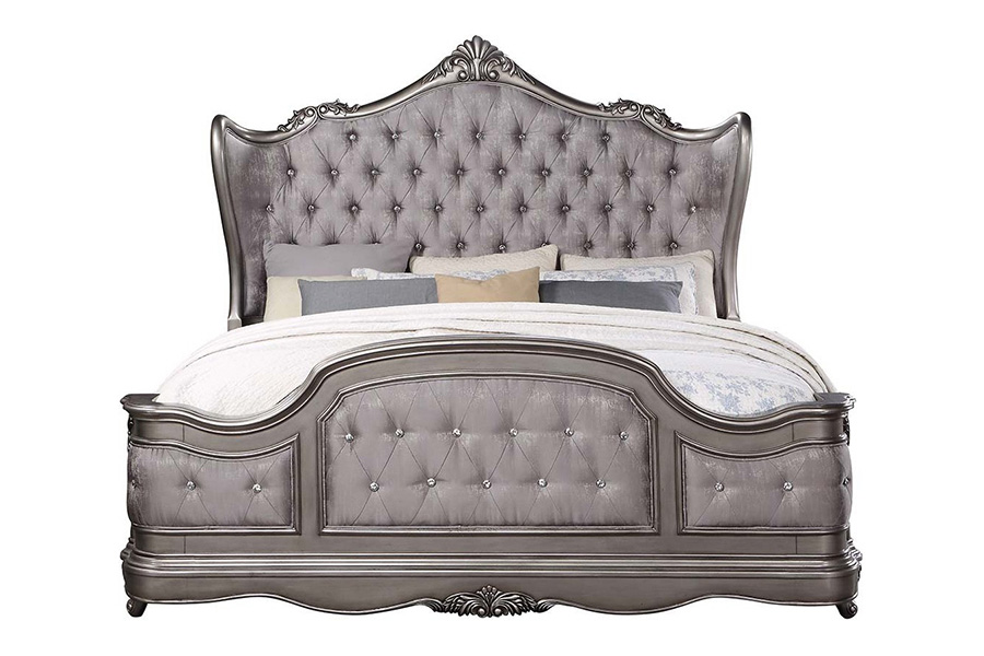 ACME Ariadne EK Bed - Velvet/Antique Platinum