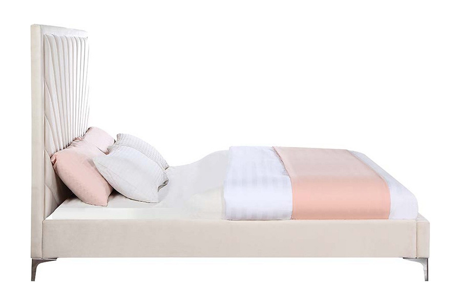ACME Faiz Queen Bed - Beige Velvet