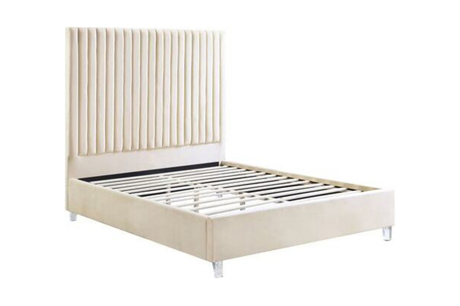 ACME Edzia Eastern King Bed - Beige Velvet
