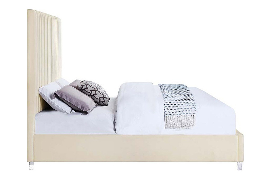 ACME Edzia Queen Bed - Beige Velvet
